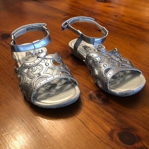 Disney/Stride Rite Silver Cinderella Crown Sandals
